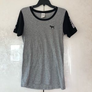 VS PINK Black & Grey Short Sleeve Top